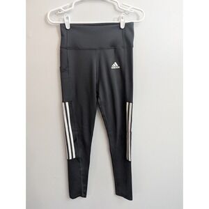 P1 Adidas Womens Pants Gray Sm Aeroready Primegreen Tight Fit 3 Stripe Workout